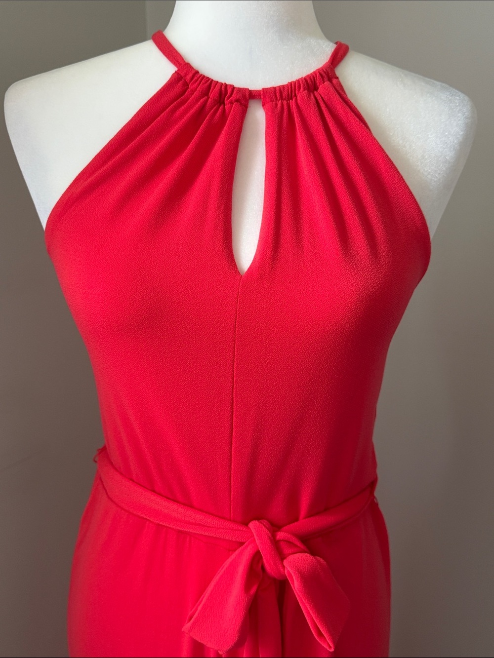 RALPH LAUREN Keyhole Halter Wide Leg Jumpsuit Coral Red Womens Petite Small - Picture 4 of 12